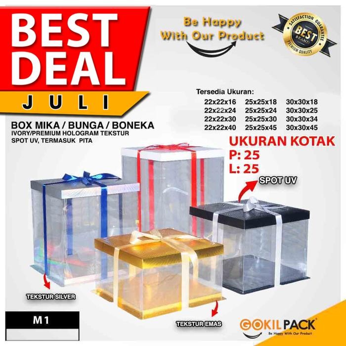 Cake Box Kotak Kue Mika Transparan Dus Hadiah - Tutup Hologram 25x25