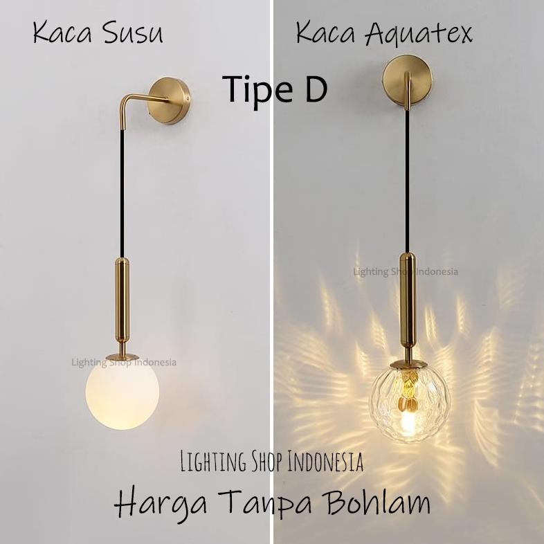 Lampu dinding gold kaca minimalis modern