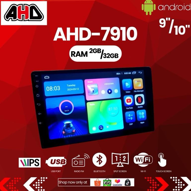 Terlaris Head Unit Double Din Android Ahd 9"/10" Inch Ram 2+64Gb Universal