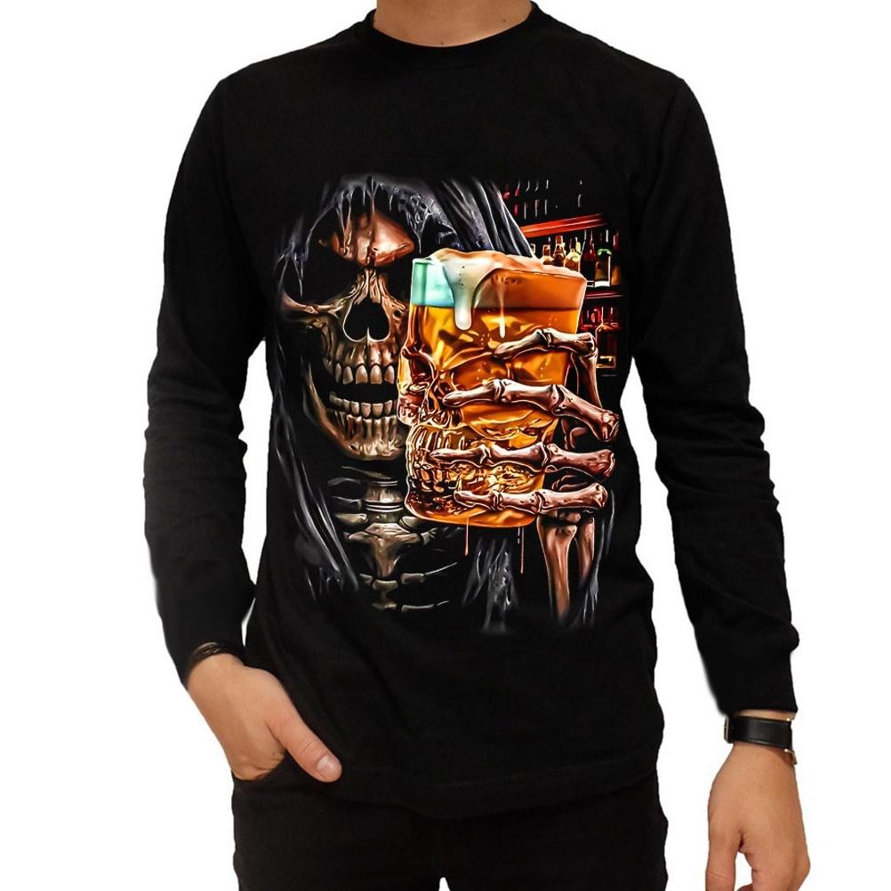 KAOS LENGAN PANJANG PRIA DEWASA BEER TENGKORAK | BAJU PANJANG PRIA DISTRO TERBARU KEREN