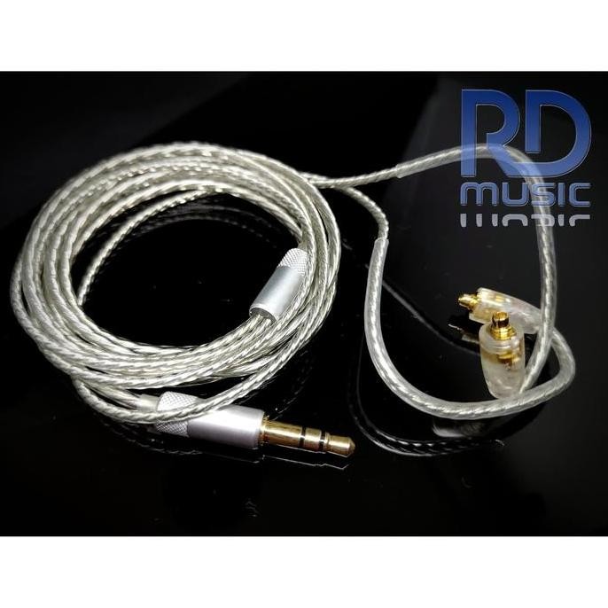 READY KABEL MMCX SILVER COATED IEM SHURE, BASIC, IE300, PI 3.14 AUDIO EARPHONE