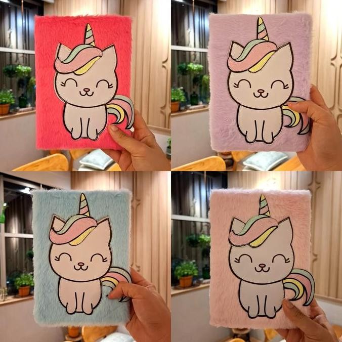 

Buku Agenda Diary Catatan Note Book Motif Fur Bulu Karakter Unicorn