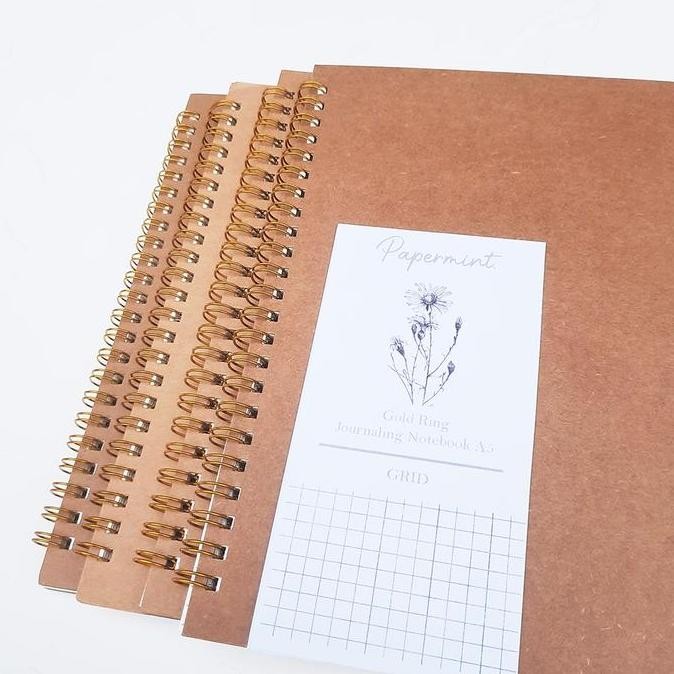 

Journaling Gold Ring Notebook A5 Dot Grid Blank Line / Buku Tulis Journal Polos Titik Kotak Ruled Bergaris Estetik Vintage Aesthetic Notebook