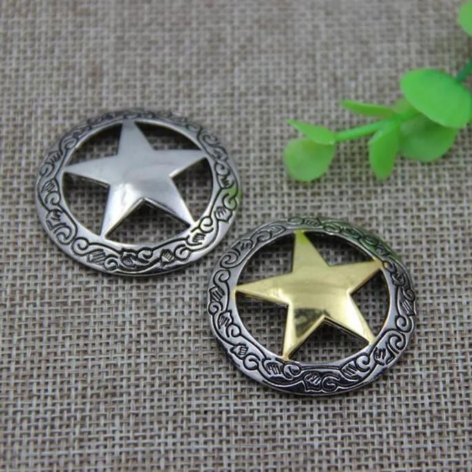 

%$%$%$%$] Western Engraved Texas Ranger Star Leathercraft Hatband Concho Screw