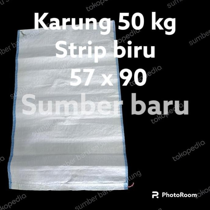 

```````] Karung plastik strip biru 50 kg ukuran 57 x 90