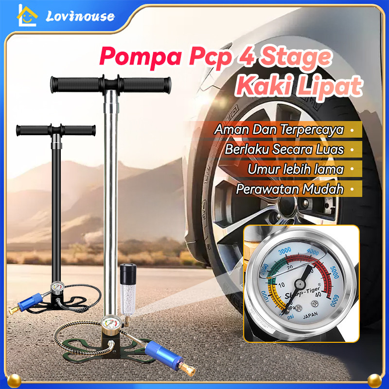 ⚡[70% sale]PCP 4/3⚡Pompa Pcp 4 Stage Kaki Lipat/Pcp 3 Original Import Manometer 6000psi Stainless St