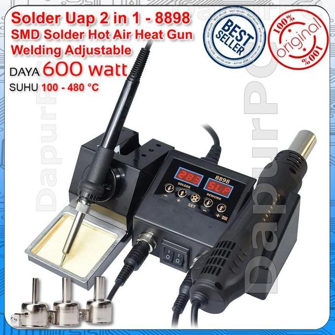 Mesin 8898 Solder Uap 2 in 1 Hot Blower dan Solder Adjustable 600W