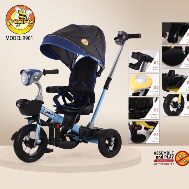 Sepeda Anak Bayi Balita Dorong Roda 3 Tricycle Pacific 9901 Trike Sni