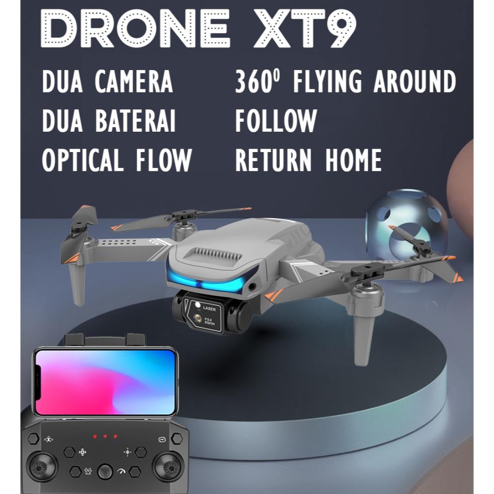 Terlaris Drone Lipat Camera 4K Hd Xt9 Double Camera Free Bag Follow Flight