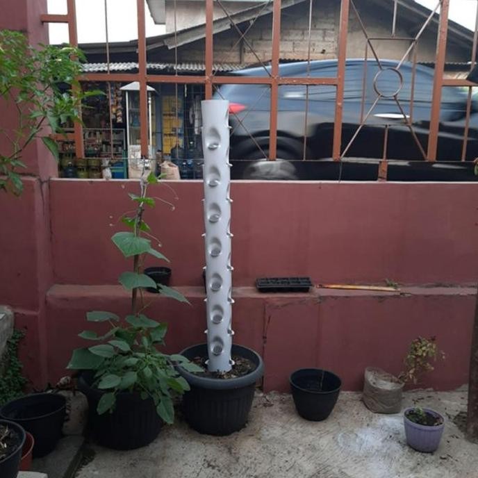 tower vertikal hidroponik vertical garden 4inch 30 lubang 1 meter HJHJ
