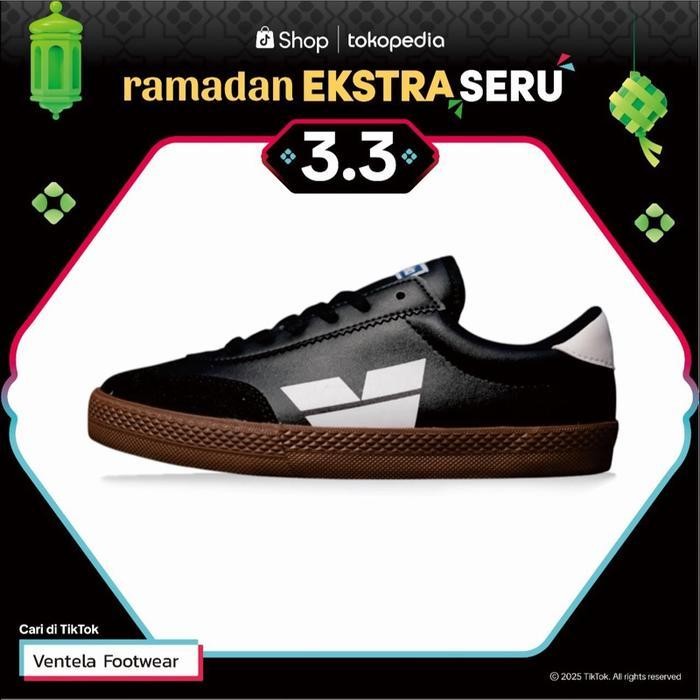 OW Sepatu Ventela Olympic Black Brown Casual Sneakers Shoes Kasual Hitam Coklat Olahraga Pria