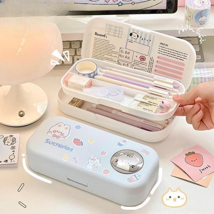 

SWG HYGGE | Kotak Pensil Plastik 2 Tingkat Kartun Lucu Perlengkapan Sekolah Anak