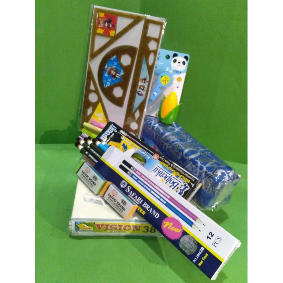 

SWG paket menulis komplit anak sekolah Pensil Rautan Stationery Tipex Penghapus