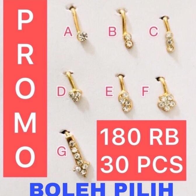 Baru Pin Hidung Jepit Rp. 6.000 X 30 Pcs Nath India Jepit Anting Hidung Jepit Tanpa Tindik Nose Ring