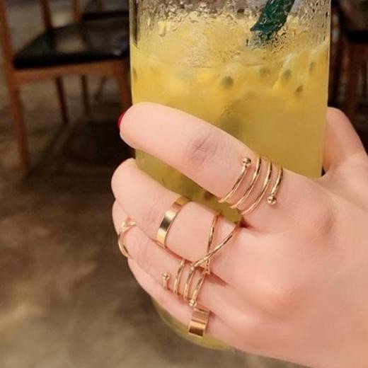 Asli Set Perhiasan Cincin & Kalung Wanita Warna Emas Aksesoris Elegan Kekinian