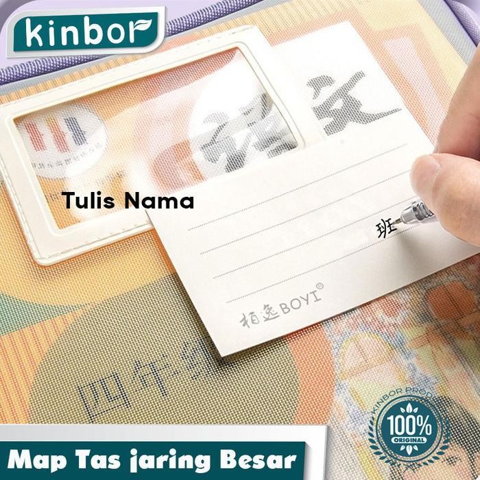 

SWG Tas Dokumen Transparan 3 Lapis / Tas Buku Portabel Jaring Tas Penyimpanan Kertas Stationery Merah box file dokumen