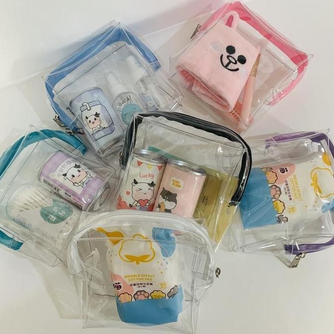 Pouch Mika Tempat Kosmetik / Traveling Cosmetic Pouch / Skincare Pouch Ukuran Sedang Lokal Handmade