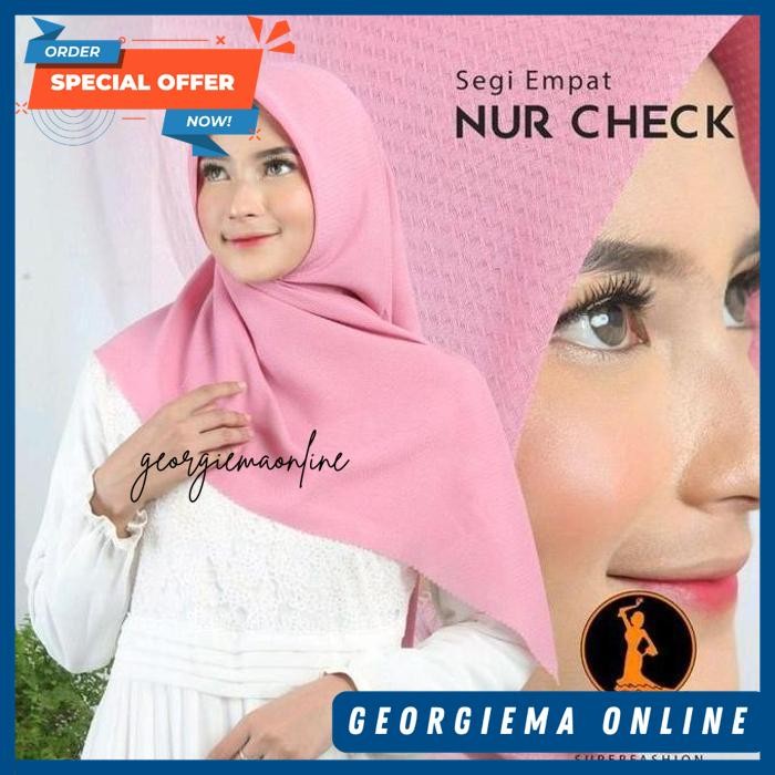 HIJAB SEGIEMPAT WAFFLE NUR CHECK/NUR CHECK 3D/NUR WAFFLE AZARA LASER CUT LEMBUT SQUARE MUSLIM BY NAT