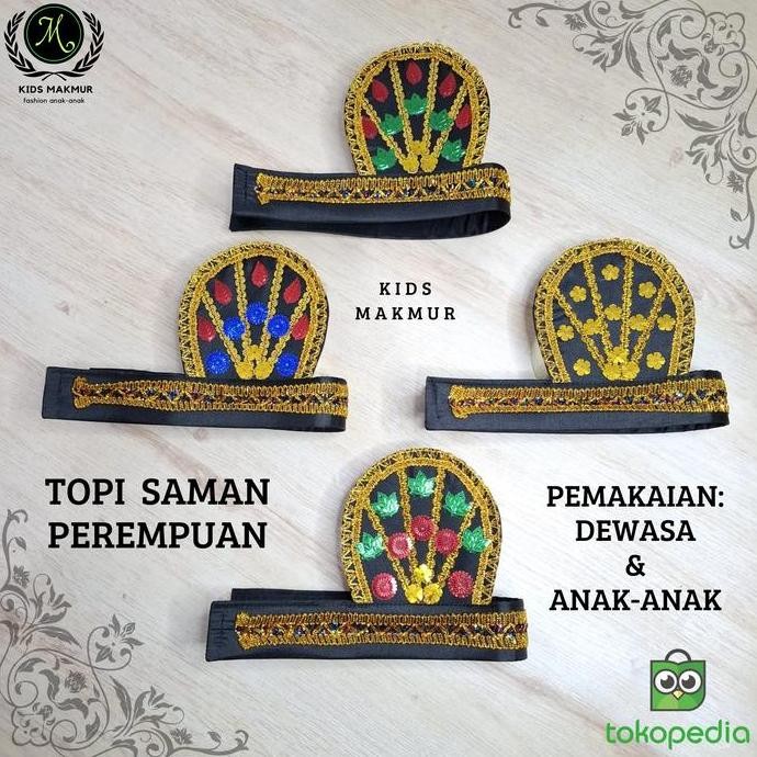 Topi Aceh Tari Saman Perempuan Asesoris Kepala Adat Aceh Anak Dewasa