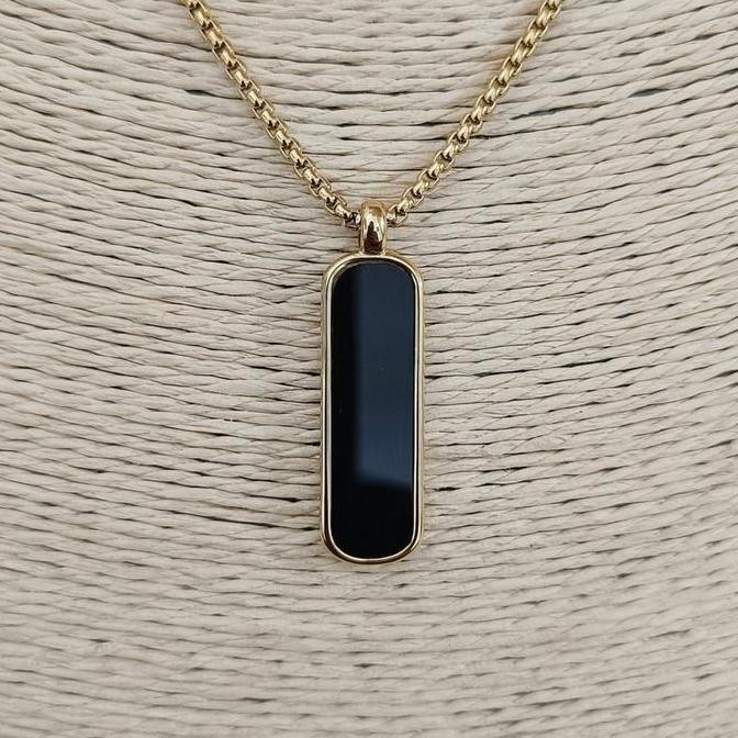 Baru Kalung  Liontin Plat Panjang Titanium  Laki-Laki