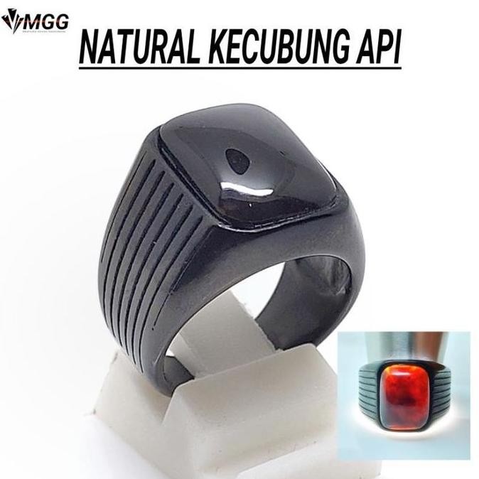 Baru Cincin Batu Akik Kecubung Api Hitam Pekat Di Senter Tembus