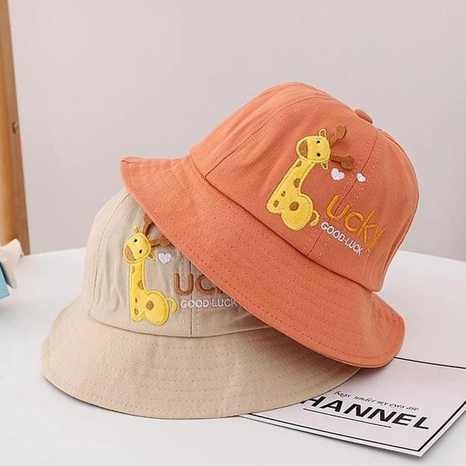 Topi Bucket Anak Tali Laki Laki Perempuan Dengan Motif Jerapah Lucky Bordir Model Outdoor Pantai