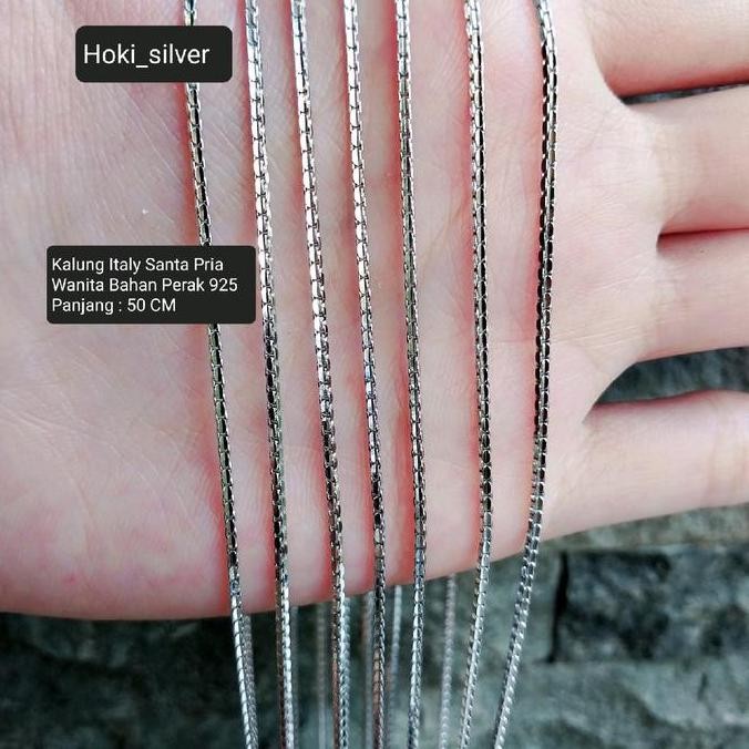 Baru Kalung Italy Santa 50Cm  Pria Wanita S Perak 925