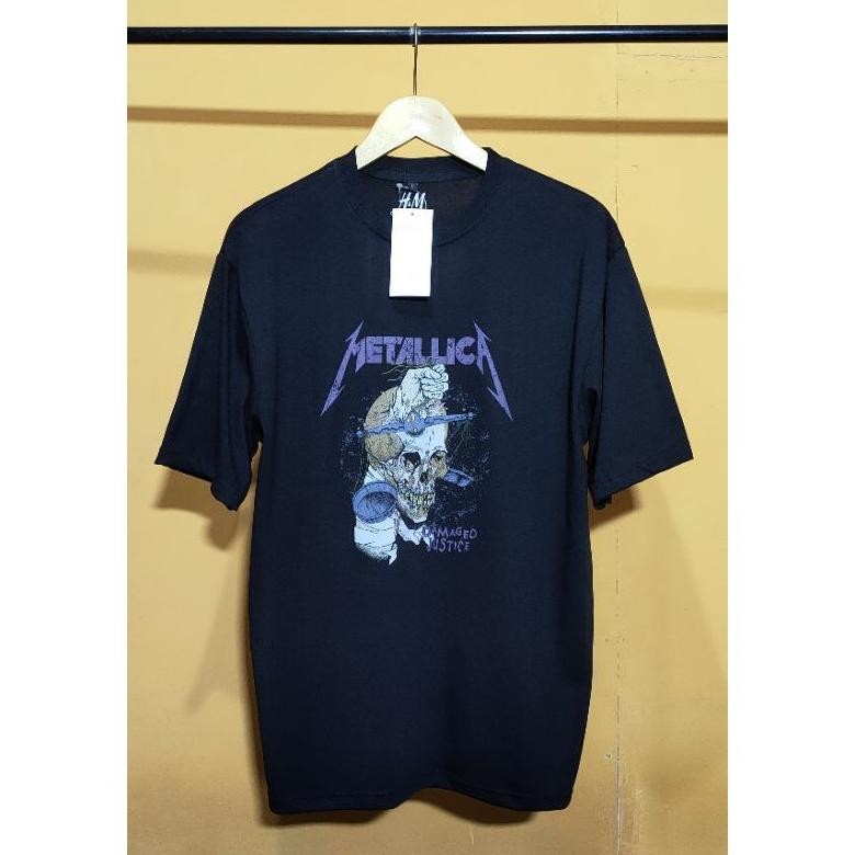 Kaos Band Metallica H&M Damage Justice Original Mirror 1:1 Baju Hnm Kaos Distro Original
