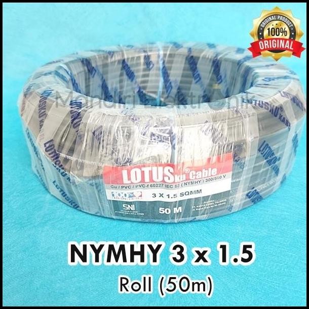 (Roll) Kabel Listrik Serabut isi 3 x 1.5mm Lotusku - Kabel Pompa Satelit Roll 50 Meter Lotus - Kabel