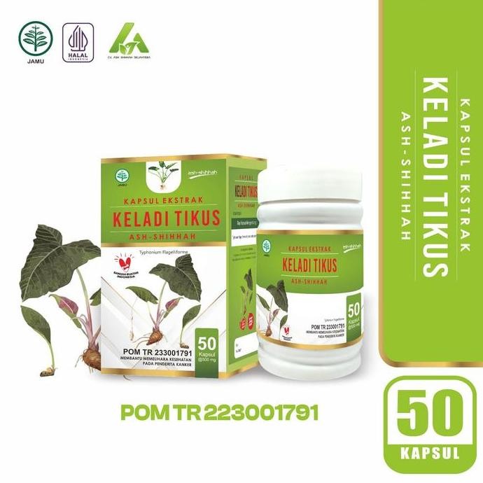 Ekstrak Keladi Tikus 50 Kapsul Obat Herbal Mengobati Gangguan Jantung Kangker Tumor Stroke (Bpom)