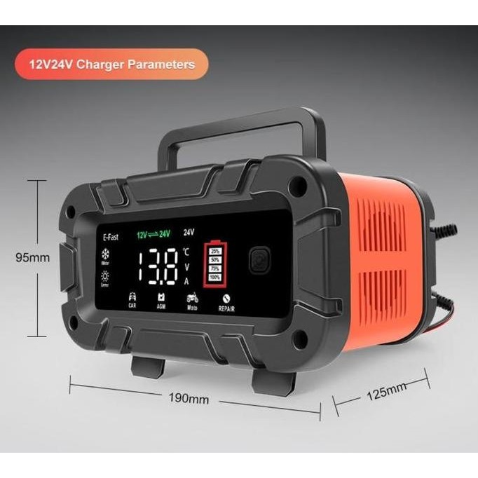 EFAST CAS AKI MOBIL 12V/24V PULSE REPAIR CHARGER ORINAL MOTORCYCLE