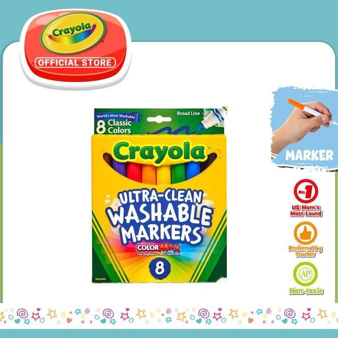 

Spidol Warna Crayola 8 Ct Classic Broad Line Markers U.C Washable