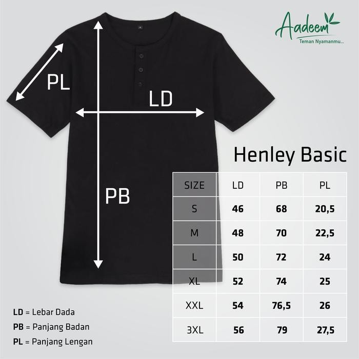Kaos Henley Pria Aadeem / Kaos Henley Katun Bambu / Kaos Kancing 3