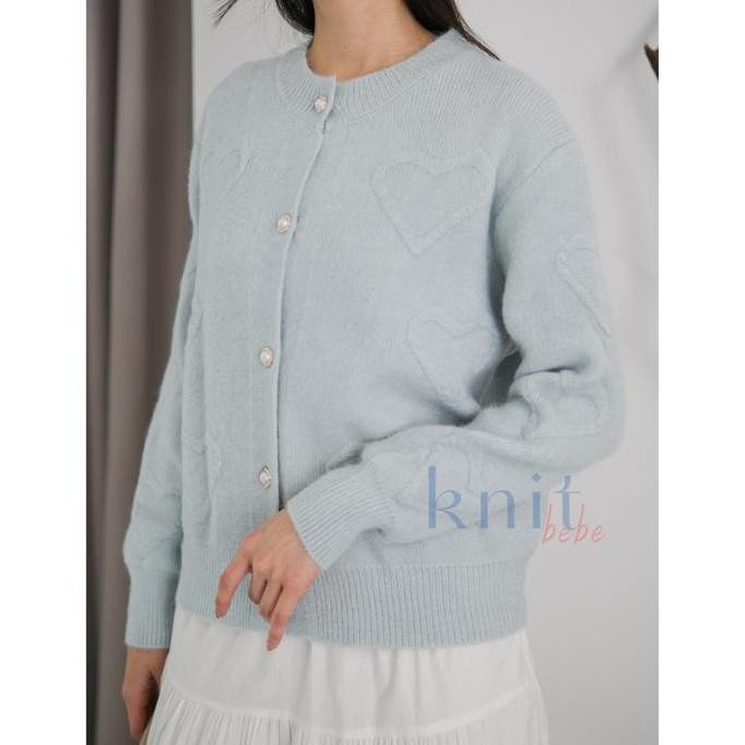 KNITBEBE - SOHEE Atasan Sweater Cardigan Rajut Motif Heart Knit Top