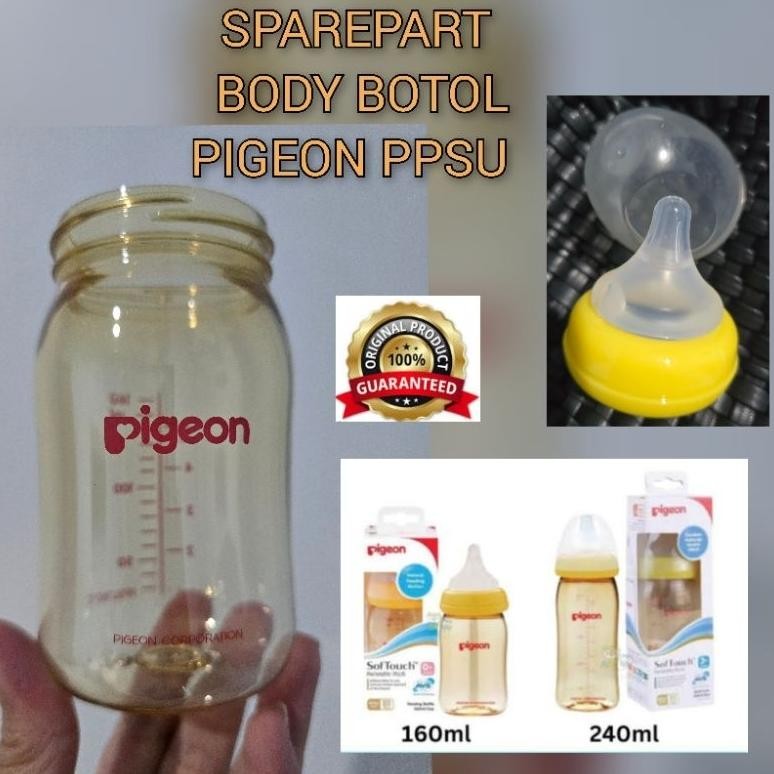 Sparepart Botol PPSU Pigeon Nursing Bottle 160ml Wideneck Original