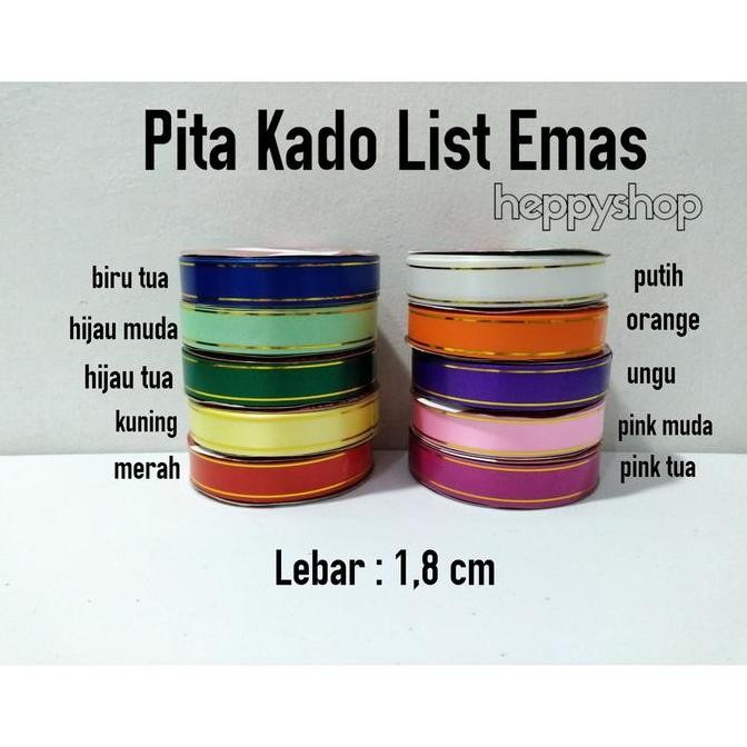 

] Pita Kado List Emas, Pita Jepang List Emas, Pita Plastik List Emas