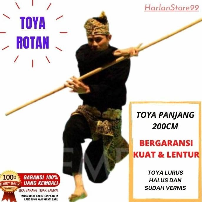 [panjang 200cm] Tongkat Silat - Tongkat Wushu - Toya Rotan - Tongkat Rotan - Kayu Rotan Nugi