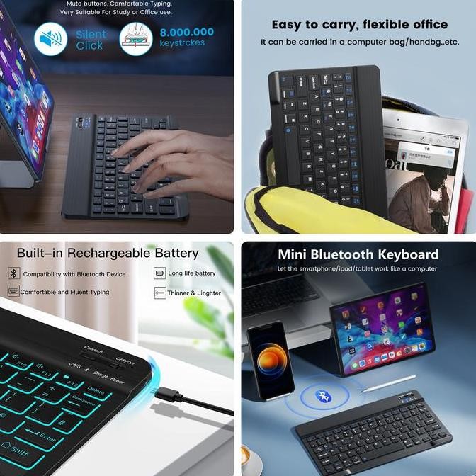 iPad Air 4 5 10.9 inch RGB Bluetooth Keyboard Backlit Mouse Backlight Terlaris