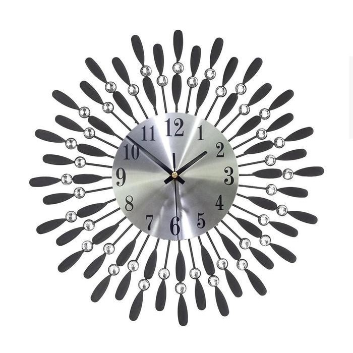 Jam Dinding Aesthetic Creatuve Luxury Diamond 3D Jam Unik Bahan Metal Jam Dinding Besar Alarm Wall-M