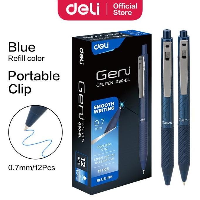 

TERMURAH - Deli Gel Pen / Pulpen Gel Retractable Pen Cetek 0.7mm 12 PCS EG80