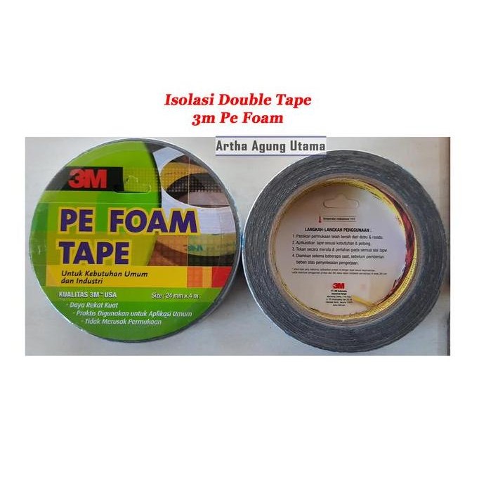 

^^^^^] Double Tape 3M 24mm x 4m PE Foam / Isolasi Bolak Balik Spon 1600TG