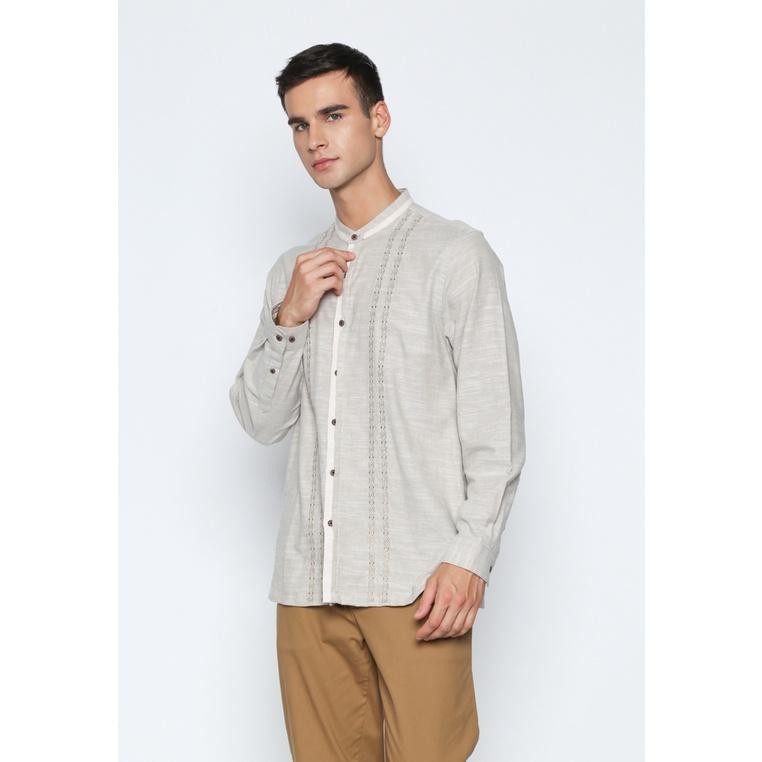 Sg Valino Kemeja Koko Lengan Panjang Pria Khaki - V-Bdea09-C5