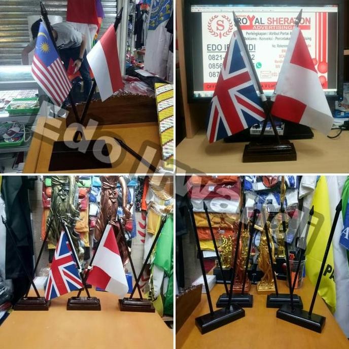 

Tiang Bendera Meja Kayu Silang dan Dua Bendera Meja murah
