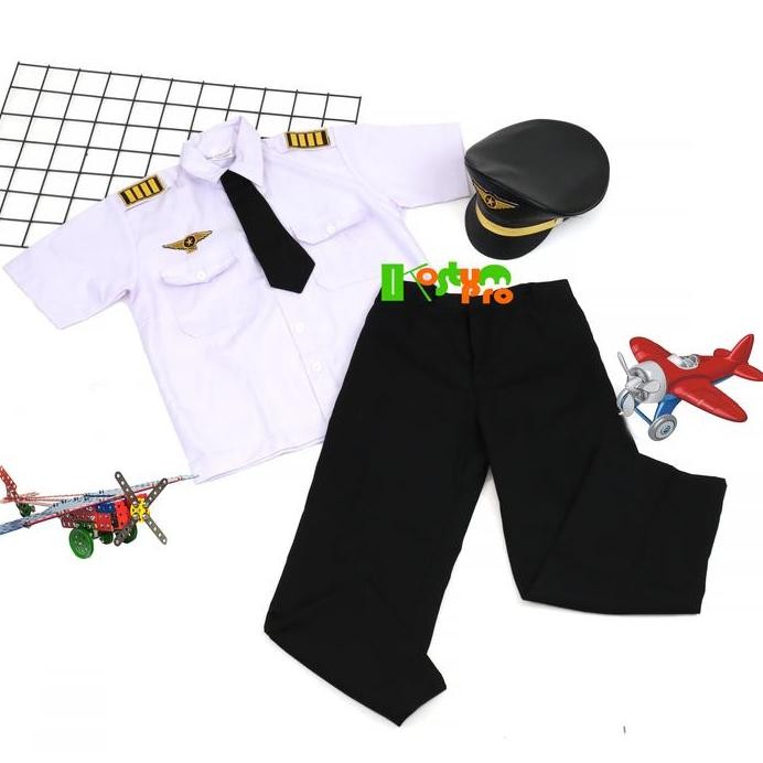 NEW  TERMURAH KOSTUM PILOT UK 3 (3-4 TAHUN) BAJU PROFESI KARNAVAL KEREN