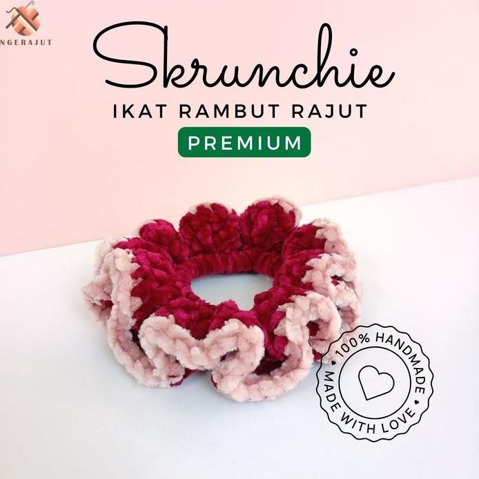 new Skrunchie Ikat Rambut Rajut Premium Crochet Benang Velvet