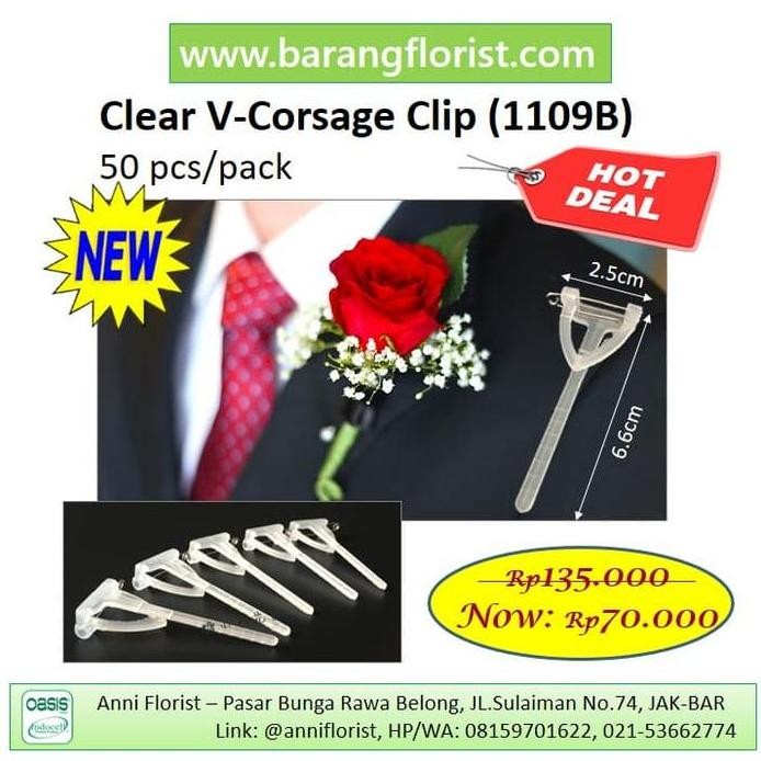 

Baru !!! Clear V Corsage Clip 50 pcs/pack peniti aksesoris toko bunga
