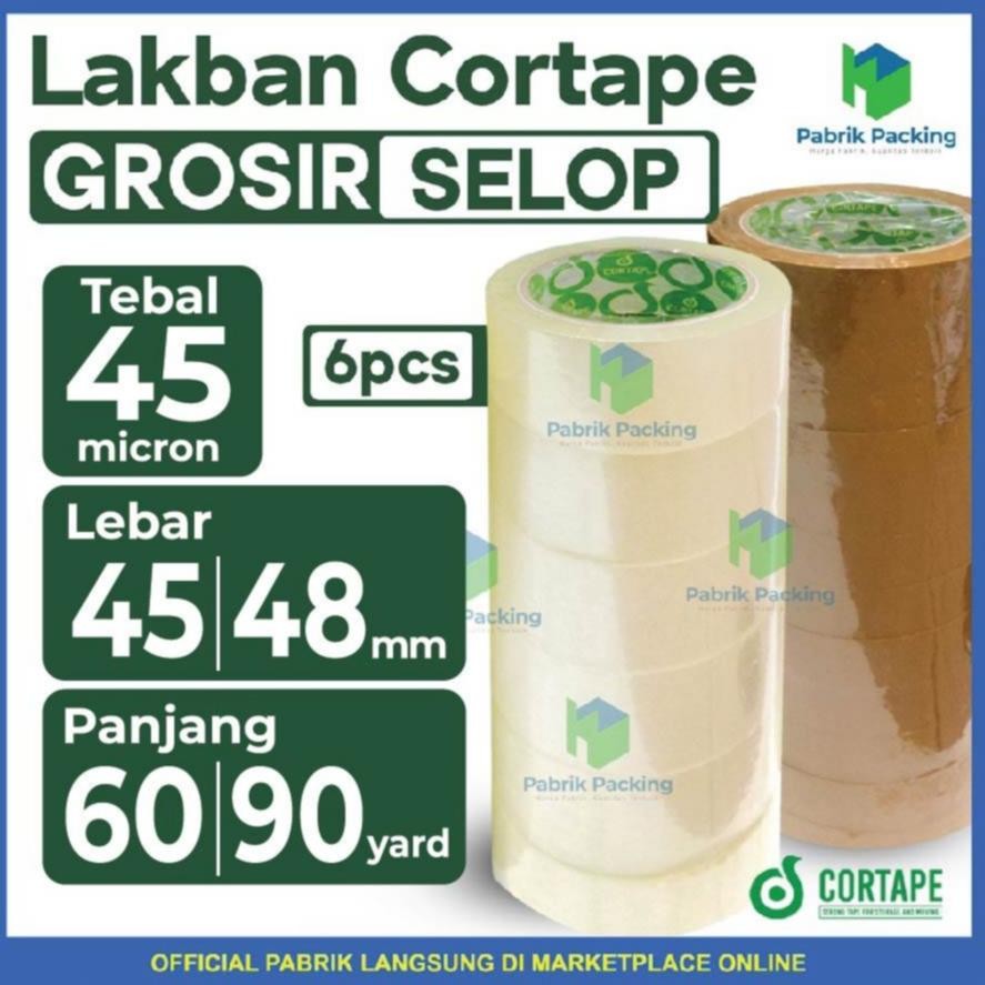 

New! Lakban Cortape Ukuran 45mm x 90yard Grosir Termurah Per Selop ,,