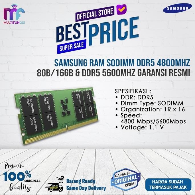 BEBAS ONGKIR - Samsung RAM Sodimm DDR5 4800MHz 8GB/16GB & DDR5 5600MHz Garansi Resmi