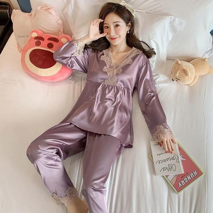 [COD] Pajamas lengan panjang/ tidur wanita satin premium/daster kekinian/ tidur wanita dewasa/daster