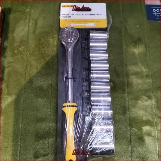 KRISBOW Kunci Sok Set 11 Pcs Kunci Shock SQ 1/2" 10-24 Mm LRSOS11